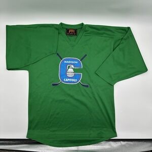 Madison Capitols Flow Green Hockey Jersey‎ Men's Medium M Number 16 Polyester
